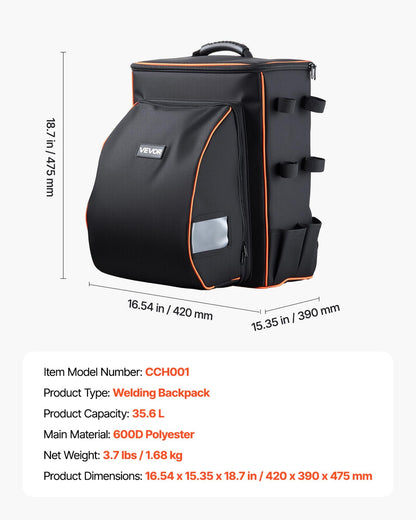 Welding Backpack, 35.6L Welder Backpack for Tools and Helmet, 600D Polyester Extreme Gear Pack with Helmet Catch Bag, Multi-Purpose Gear Storage Bag for Welding, Outdoor Camping, Mountaineering