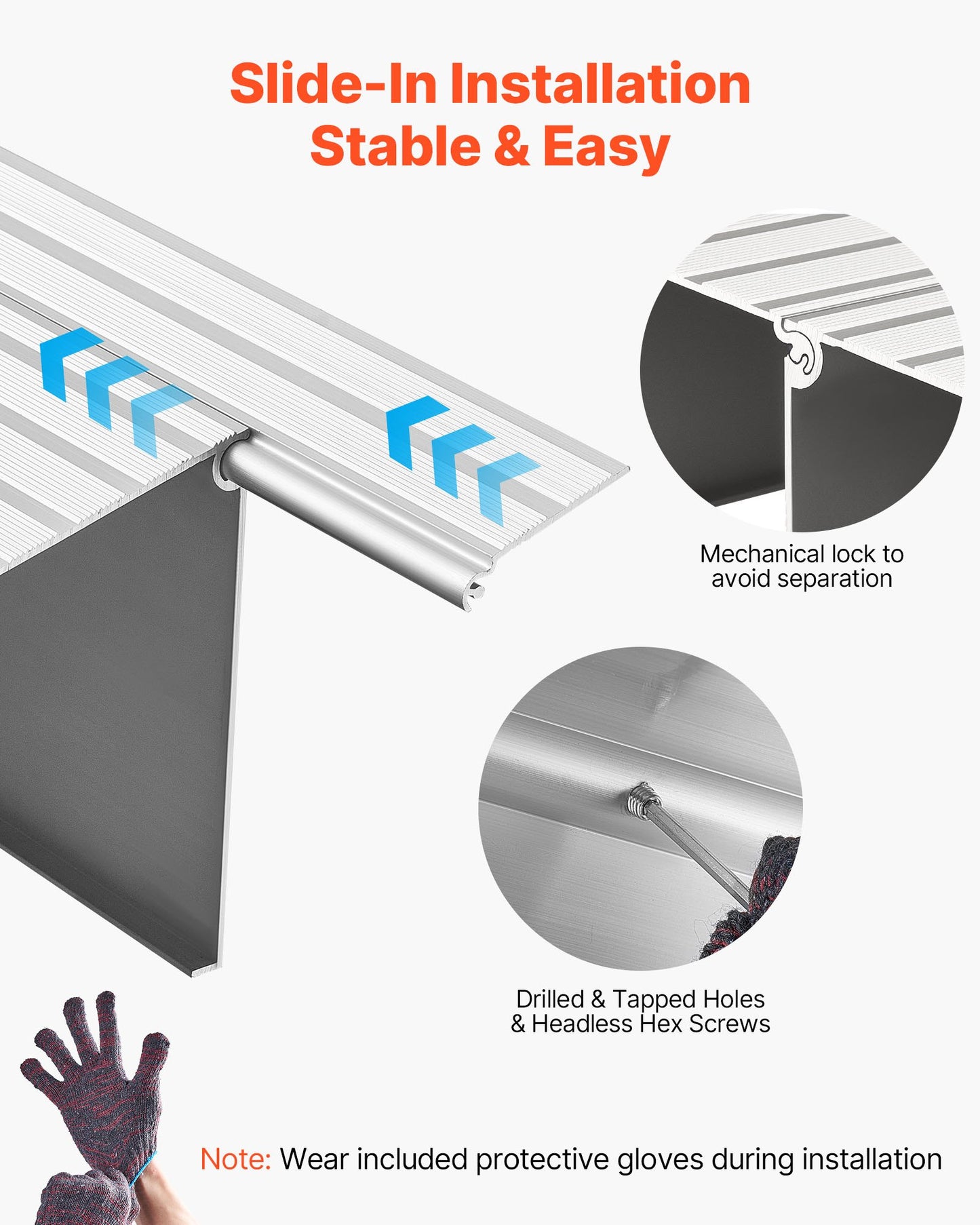Tröskelramp, 115 mm höjd, tröskelramp i aluminiumlegering, nominell lastkapacitet 363 kg, handikappramper för hemmet, steg för rullstolar, skotrar, elstolar, rullatorer, cykel, trehjuling