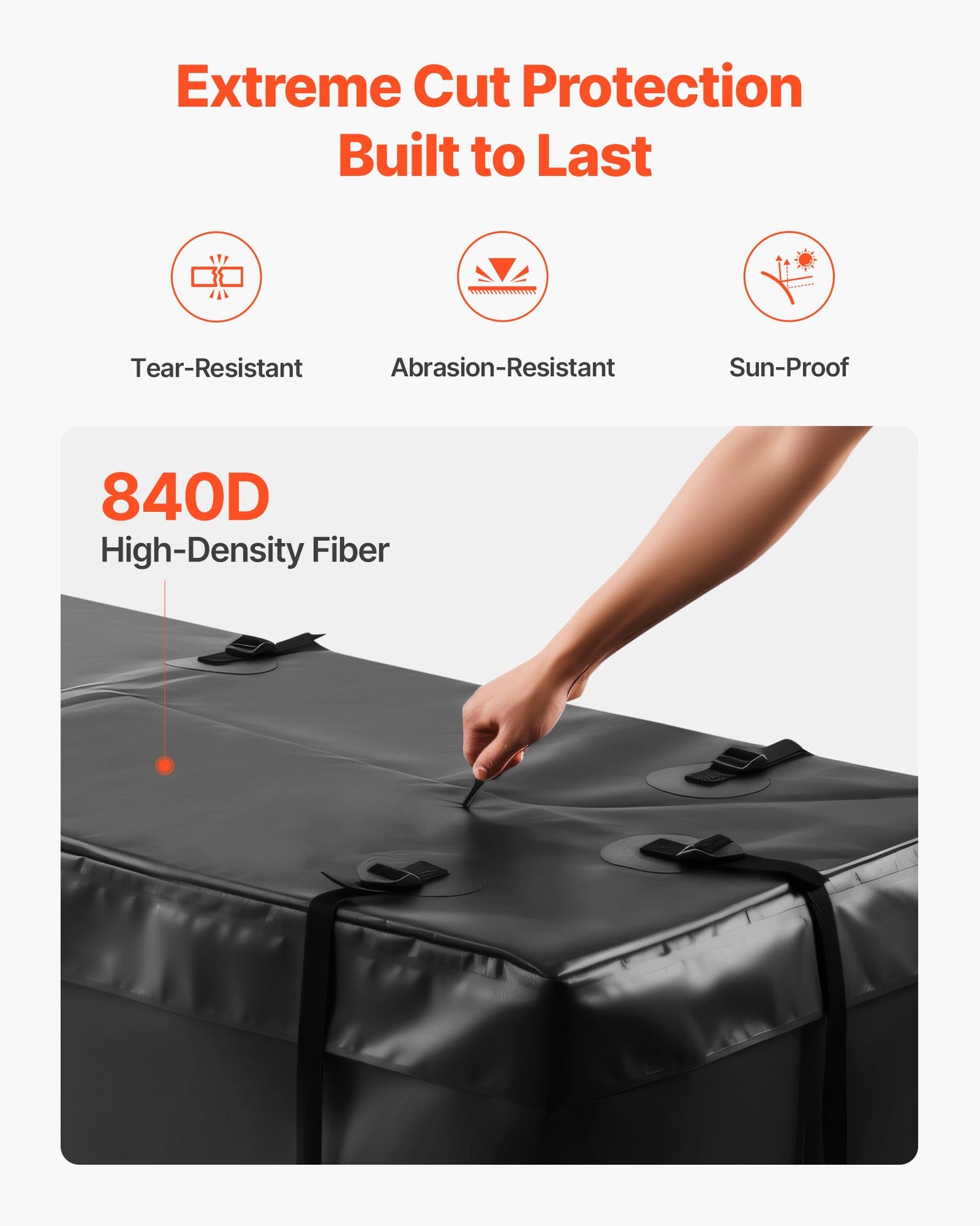 Bärväska för dragkrok, vattentät 840D PVC, 59,84 x 24,02 x 24,41 tum (20 kubikfot), kraftig lastväska för förvaring av lastbilsflak med 6 förstärkta remmar, lämplig för personbilar, skåpbilar, dragkrokskorg