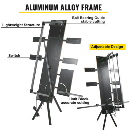 Frigolitskärmaskin 42 cm max. skärtjocklek Skumskärare 115 cm max. längd Varmtrådsskumskärare 0-90° frigolitskärare Sex värmetrådar med stativ Sidoplatta för skärning av skum Pearl Cott