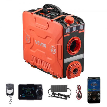 Dieselvärmare, 8 kW, DC 12 V, allt-i-ett bärbar dieselluftvärmare med Bluetooth-appkontroll, fjärrkontroll och LCD-skärm, 4,5 liters bränsletank för fordon, skåpbilar, husbilar, husbilar och garage