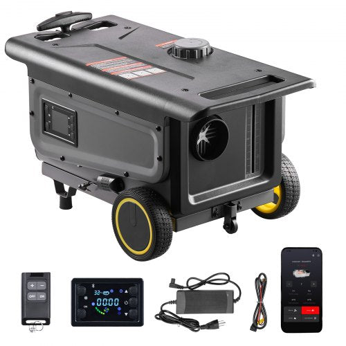 Dieselvärmare, 8KW, DC 12V/24V, allt-i-ett bärbar dieselluftvärmare med Bluetooth-appkontroll, fjärrkontroll och LCD-skärm, vagnsdesign, 5 liters bränsletank för lastbilar, skåpbilar, husbilar, husbilar