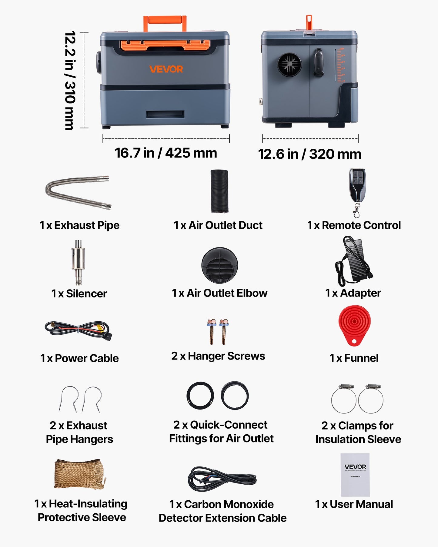 Dieselvärmare, 8 kW, DC 12 V/24 V, allt-i-ett bärbar dieselluftvärmare med Bluetooth-appkontroll, fjärrkontroll och LCD-skärm, 5 liters bränsletank för lastbilar, skåpbilar, husbilar, husbilar och garage