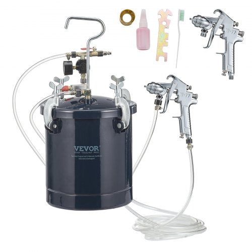 Tryckbehållare för sprayfärg, 10 l/2,5 gal lufttryckbehållare för färg, 1,5 mm + 4 mm två munstycken två sprayfärgspistoler för industri heminredning arkitektur konstruktion fordonsmålning, max 60 psi
