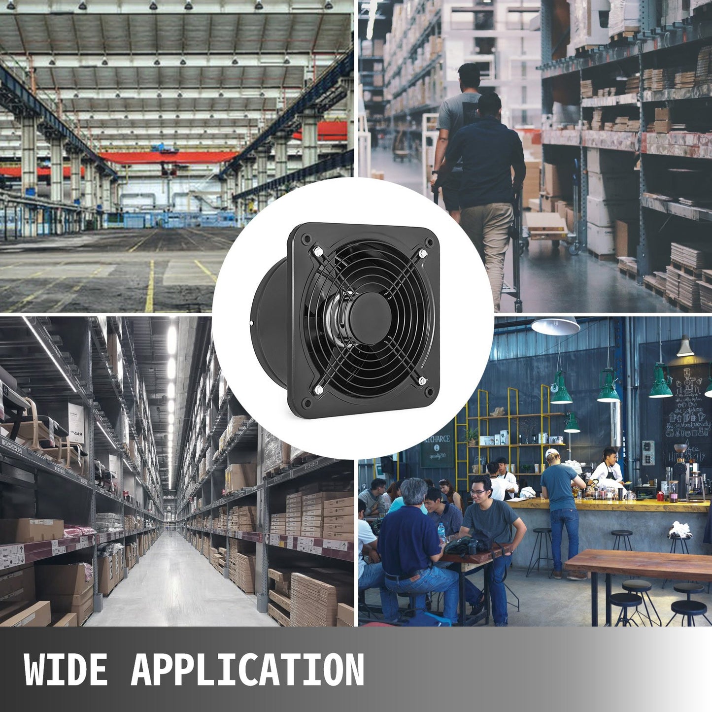 Industriell ventilation Frånluftsfläkt kommersiell metall axial frånluft 250 mm/10 tum luftavdragare (250 mm/10 tum)