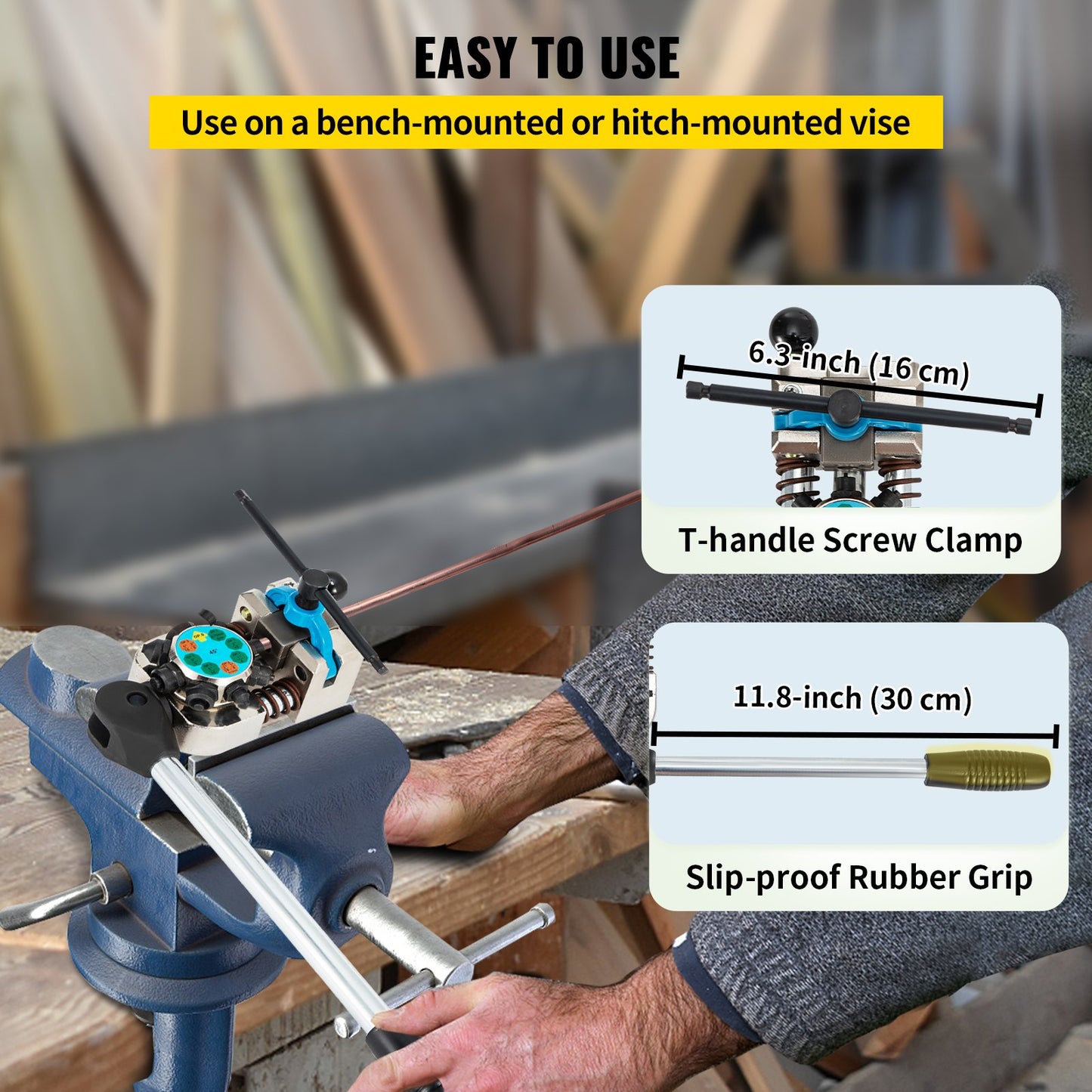 Bromsledningsutvidgningsverktyg, 45 graders enkel-, dubbel- och bubbelutvidgning för rörstorlekar 3/16", 1/4", 5/16" och 3/8", lämplig för mjuk metall eller kopparledningar