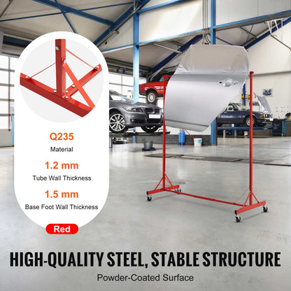 Målningsställ, 1,5-2,1 m justerbar höjd, 30 kg kapacitet för billackering, 8 krokar för målningstork med 4 svängbara hjul, karosseriställ för bilverkstäder och garage