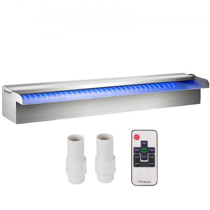 Rektangulär fontän för vattenfall och pool med LED-remsa 60 x 11,5 x 8 cm/23,6" x 4,5" x 3,1"