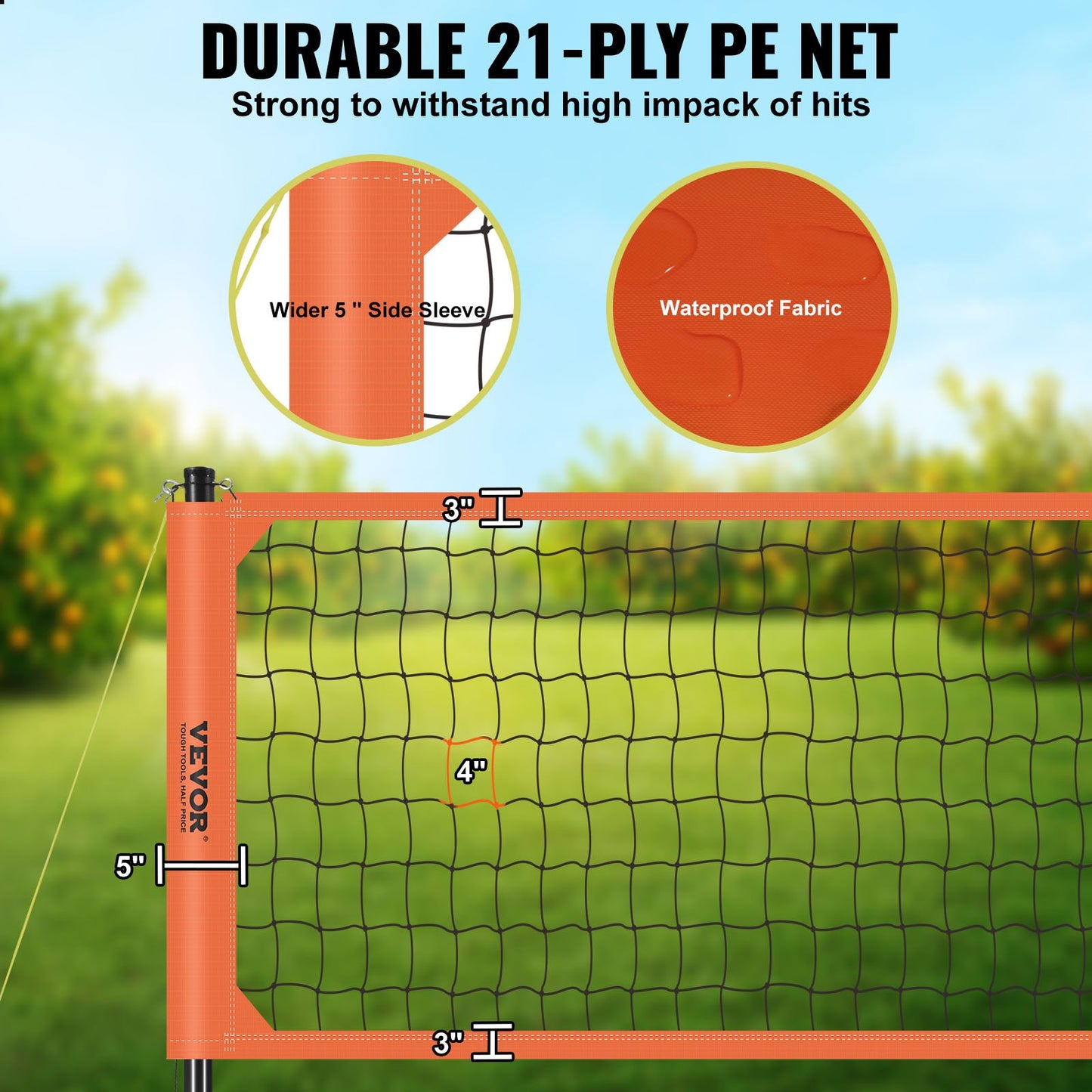 Bärbart volleybollnätsystem för utomhusbruk, justerbara aluminiumstänger, professionellt volleybollset med PVC-volleyboll, pump, bärväska, kraftigt volleybollnät för trädgård, strand, gräsmatta