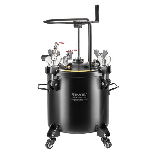 Tryckbehållare för sprayfärg, 20 l/5 gallon tryckbehållare, 70 psi justerbart tryck, tryckbehållare i stål med hjul och läckagereparationsmedel, för heminredning och industrimålning