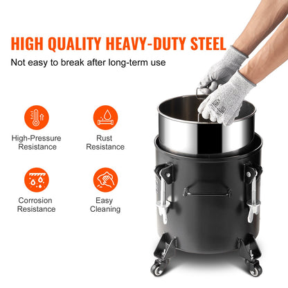 Tryckbehållare för sprayfärg, 20 l/5 gallon tryckbehållare, 70 psi justerbart tryck, tryckbehållare i stål med hjul och läckagereparationsmedel, för heminredning och industrimålning