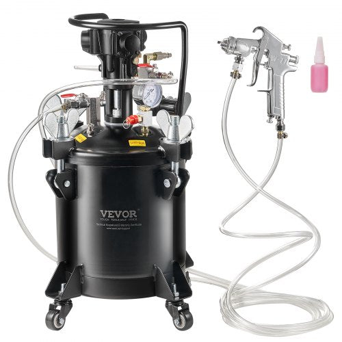 Tryckbehållare för sprayfärg, 10 l/2,5 gal helautomatisk omrörningstank, 70 psi justerbart tryck, tryckbehållare för färg med sprutpistol och slangar, för målning inom heminredning och industri
