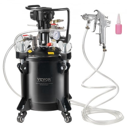 Tryckbehållare för sprayfärg, 10 l/2,5 gal helautomatisk omrörningstank, 70 psi justerbart tryck, tryckbehållare för färg med sprutpistol och slangar, för målning inom heminredning och industri