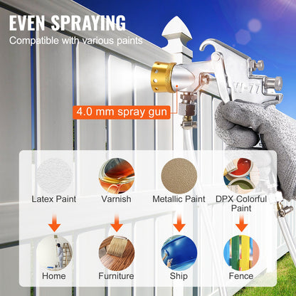 Tryckbehållare för sprayfärg, 30 l/7,5 gal helautomatisk omrörningstank, 70 psi justerbart tryck, tryckbehållare för färg med sprutpistol och slangar, för målning inom heminredning och industri