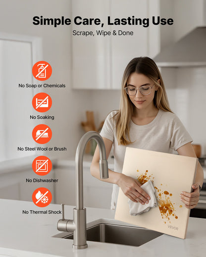 Pizzasten, 406 x 355 mm rektangulär pizzasten i kordierit, extra stor baksten med skrapa, 15 mm tjock värmebeständig kordierit, för köksugn, bakning av bröd och pizzor, grillning