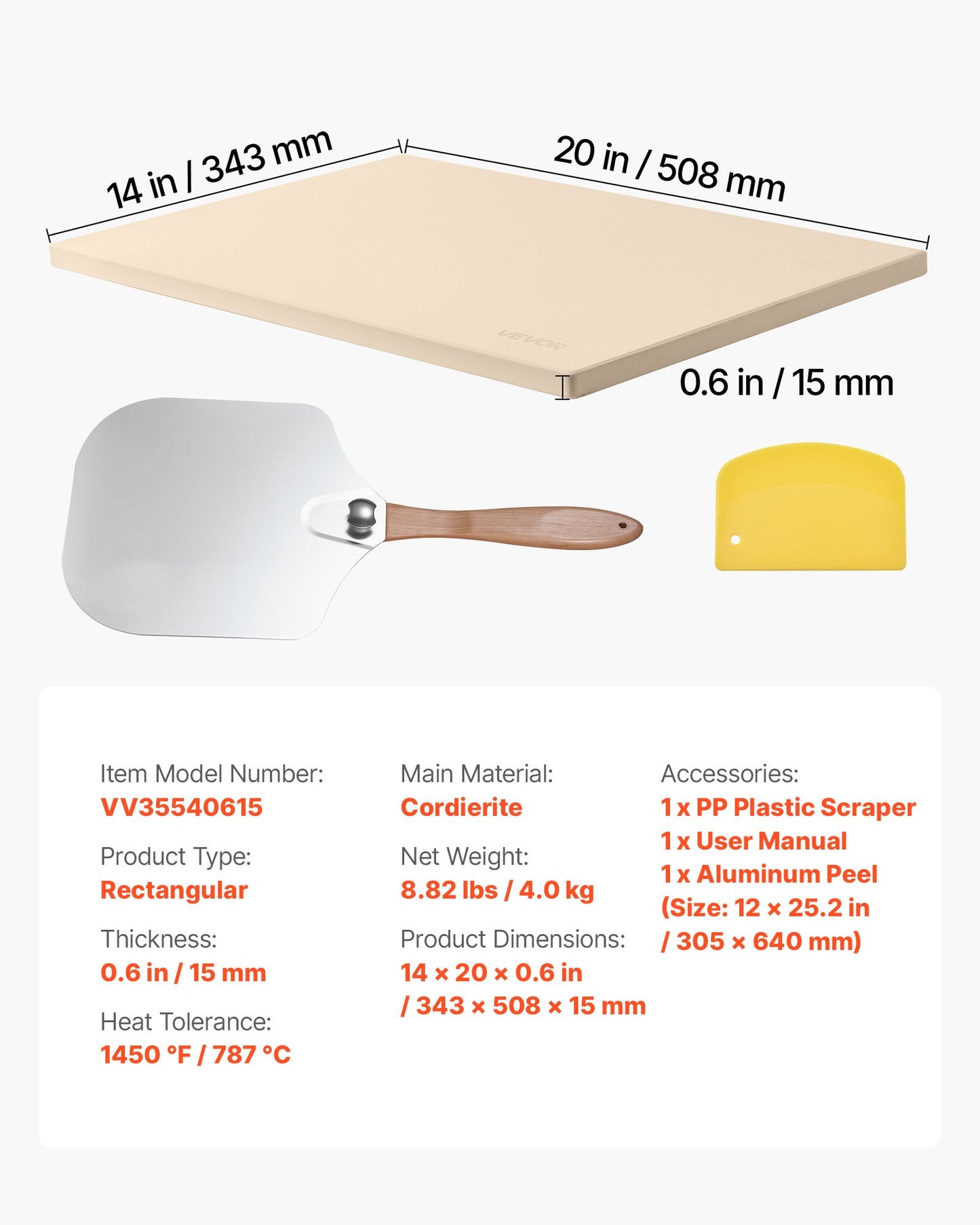 Pizzasten, 508 x 355 mm Rektangulär pizzasten i kordierit, extra stor baksten med aluminiumskal, 15 mm tjock värmebeständig kordierit, för ugn, brödbakning och pizzor, grillning