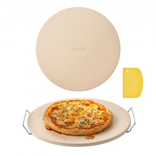 Pizzasten, 406 mm rund pizzasten i kordierit, extra stor baksten med hållbart stativ, 17 mm tjocklek, värmebeständig matlagningskordierit, för köksugn, pizzbakning, grillning