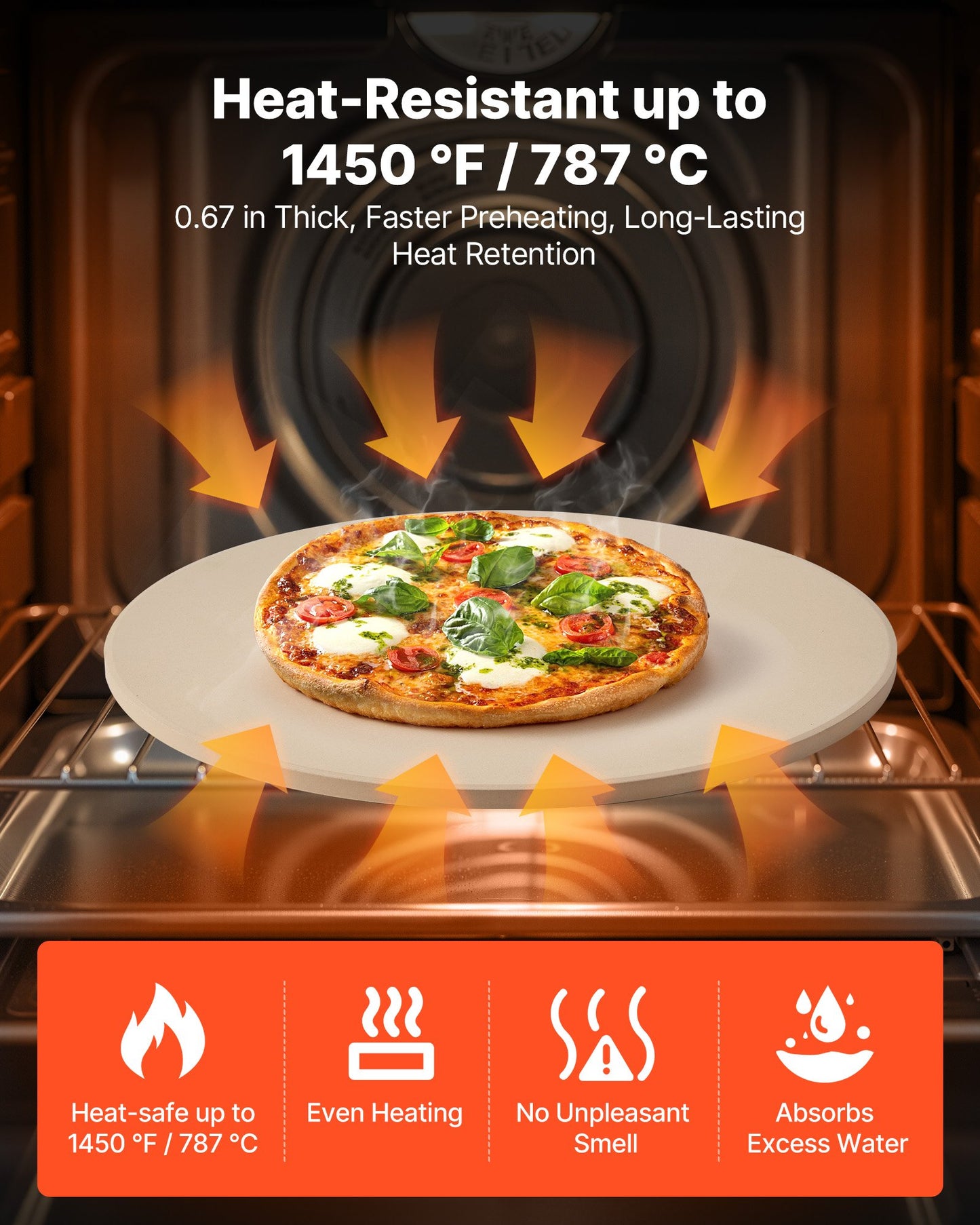 Pizzasten, 406 mm rund pizzasten i kordierit, extra stor baksten med hållbart stativ, 17 mm tjocklek, värmebeständig matlagningskordierit, för köksugn, pizzbakning, grillning