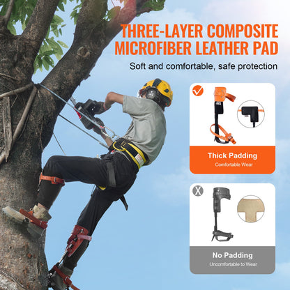 Tree Climbing Spikes, 1 Pair Alloy Steel Climbing Spurs, 350lbs Load Capacity Tree Climbing Gear with Straps and Spike Protectors, Arborist Equipment for Climbers, Hunting, Fruit Picking, Orange