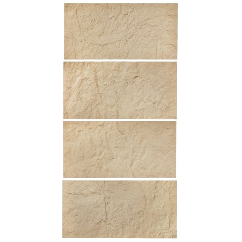 3D-väggpaneler, 4-pack 48 x 24 tum PU-plattor i naturstenimitation, 32 kvm täckande accentväggpanel, heminredning för tak, sovrum, vardagsrum och spelrum, stengul