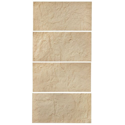 3D-väggpaneler, 4-pack 48 x 24 tum PU-plattor i naturstenimitation, 32 kvm täckande accentväggpanel, heminredning för tak, sovrum, vardagsrum och spelrum, stengul