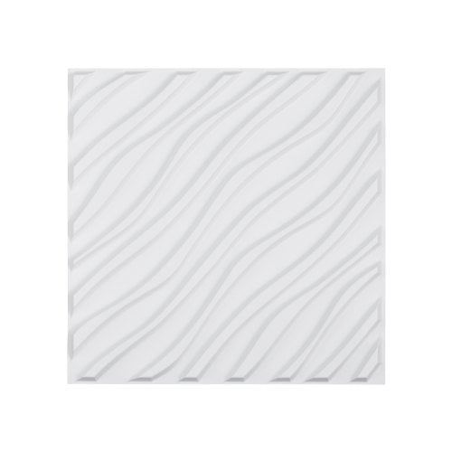 3D-väggpaneler, 12-pack 47 x 47 cm PVC modern konst minimalistisk vågformad väggplatta, 32 kvm täckande accentväggpanel, heminredning för tak, sovrum, vardagsrum och spelrum, mattvit