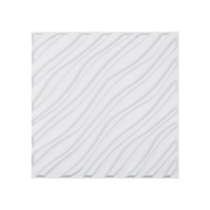 3D-väggpaneler, 12-pack 47 x 47 cm PVC modern konst minimalistisk vågformad väggplatta, 32 kvm täckande accentväggpanel, heminredning för tak, sovrum, vardagsrum och spelrum, mattvit