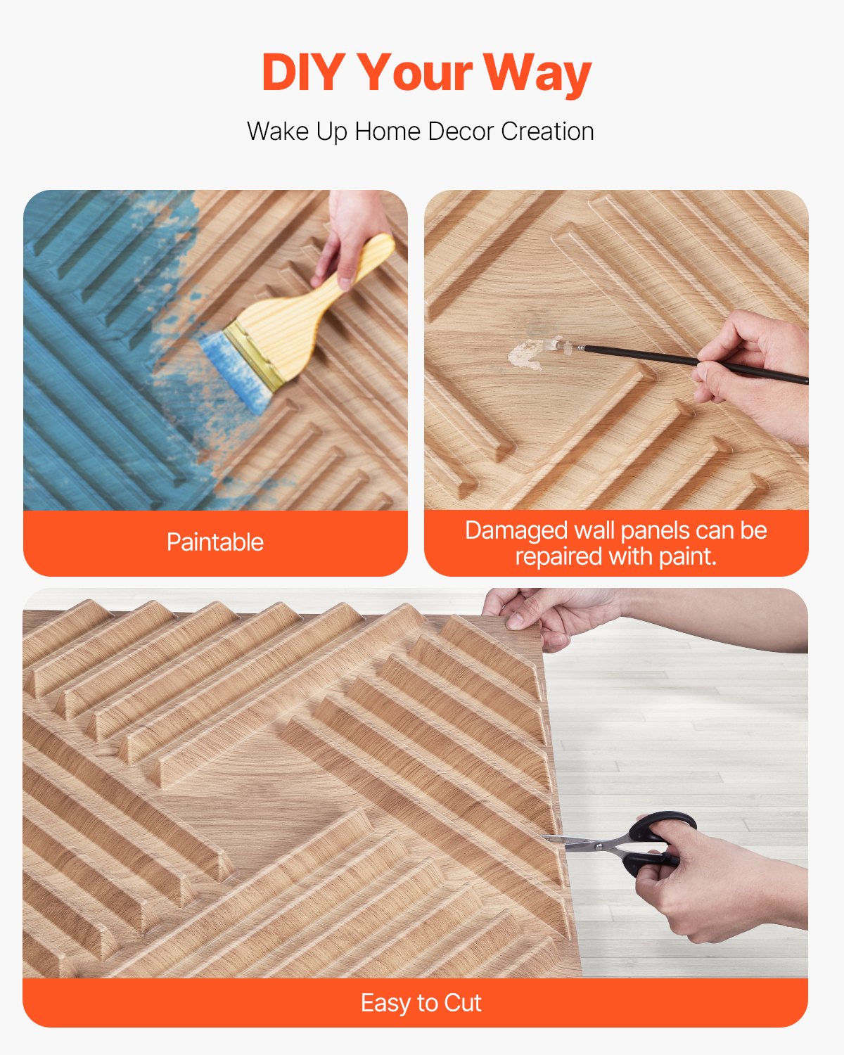 3D-väggpaneler, 12-pack 47 x 47 cm PVC modern konst minimalistisk saltplattor, 32 kvm täckande accentväggpanel, heminredning för tak, sovrum, vardagsrum och spelrum, ljus träfärg