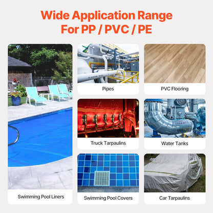 Varmluftssvets för plast, 1600W varmluftspistol, 122-1112℉ PVC TPO vinylvärmepistol svetsbrännare, plastsvetsningskit för tak med 2 munstycken, silikon- och kopparsvetsrulle för PP/PE/PVC-ark