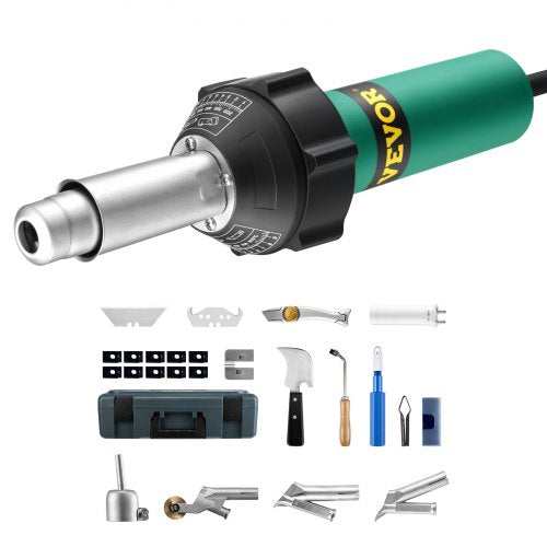 Hot Air Plastic Welder, 1600W Hot Air Torch Pistol, 122-1112℉ PVC TPO Vinyl Heat Gun Welding Torch, Plastic Roofing Welding Kit with 14 Accessories- Toolbox, Nozzle, Roller, Blades for PP/PE/PVC
