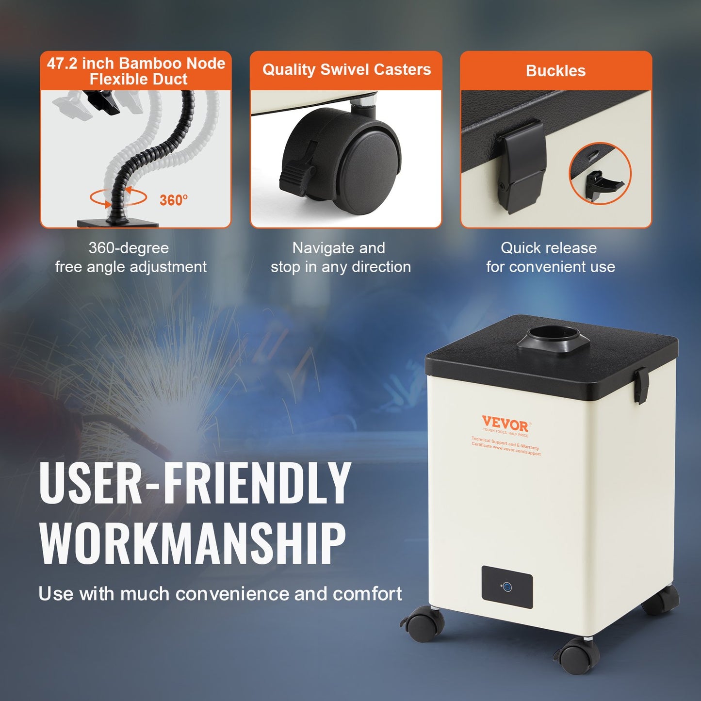 150W lödrökssug med 3-stegsfilter, 332 m³/h luftflöde