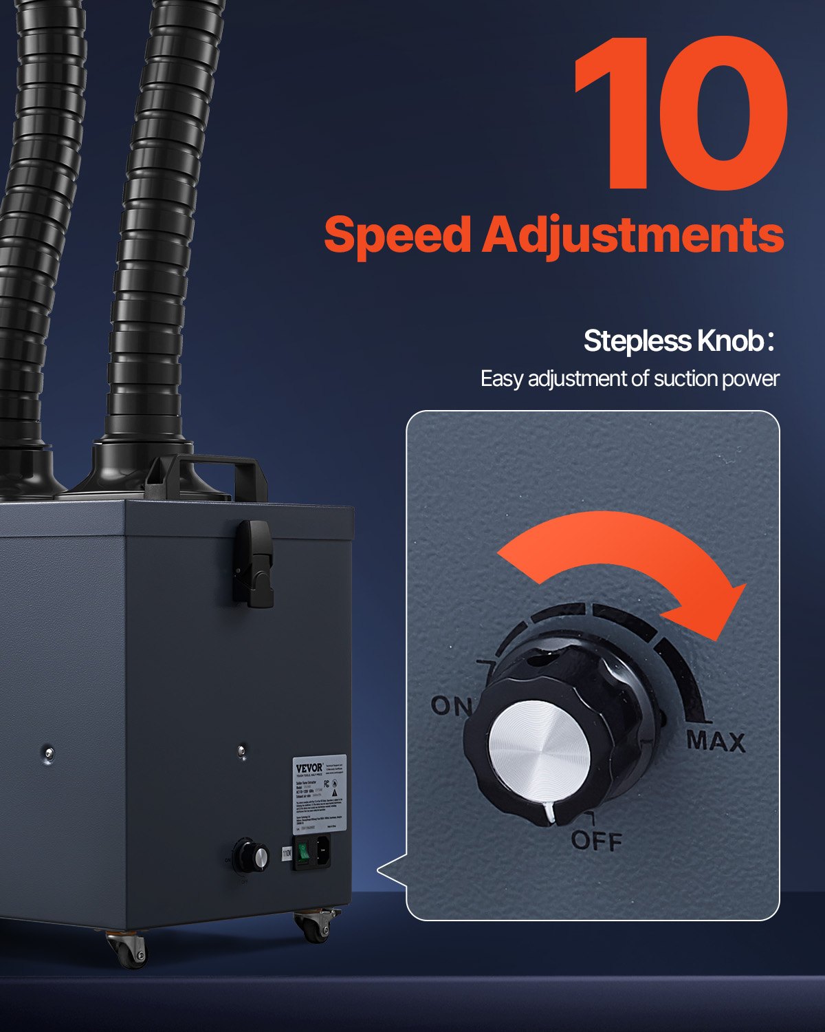 Soldering Fume Extractor with Dual Hoses, 275W Brushless Solder Smoke Absorber with 4-Stage Filters & 10 Speeds, 380m³/h Strong Suction Smoke Purifier for Soldering, Laser Engraving, DIY Welding
