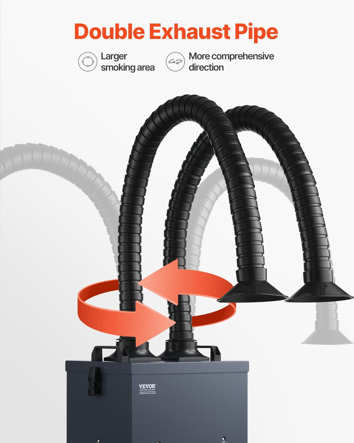 Soldering Fume Extractor with Dual Hoses, 275W Brushless Solder Smoke Absorber with 4-Stage Filters & 10 Speeds, 380m³/h Strong Suction Smoke Purifier for Soldering, Laser Engraving, DIY Welding