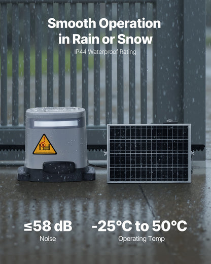 Solcellsdriven skjutgrindsöppnare, 280W elektrisk grindöppnare för dörrar upp till 20m 816kg, kugghjulsspårsdörrmotor med infraröd sensor och 2 fjärrkontroller, grindöppningssystem för uppfarter