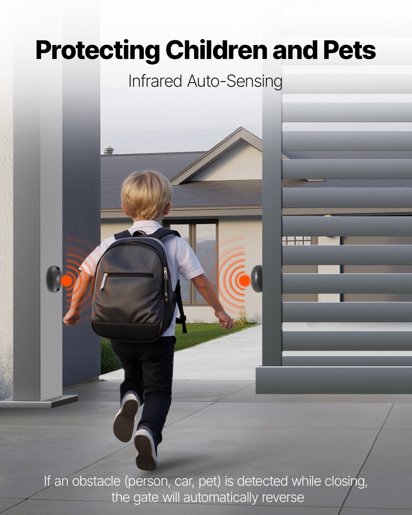 Automatisk grindöppnare, 280W elektrisk skjutgrindsöppnare för dörrar upp till 25m 816kg, rullportsmotor i nylon med kuggstång, infraröd sensor och 2 fjärrkontroller, grindöppningssystem för uppfarter