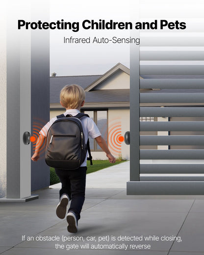 Automatisk grindöppnare, 550W elektrisk skjutgrindsöppnare för dörrar upp till 25m 1500kg, rullportsmotor i nylon med kuggstång, infraröd sensor och 2 fjärrkontroller, grindöppningssystem för uppfarter