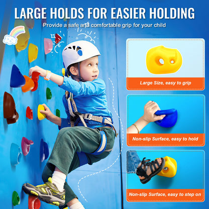 32 Rock Climbing Holds, Multi-Size and Multi-Colored Climbing Rocks for Kids and Adults, Rock Wall Holds with Mounting Hardware, Climbing Wall Grips for Indoor and Outdoor Playground Play Set