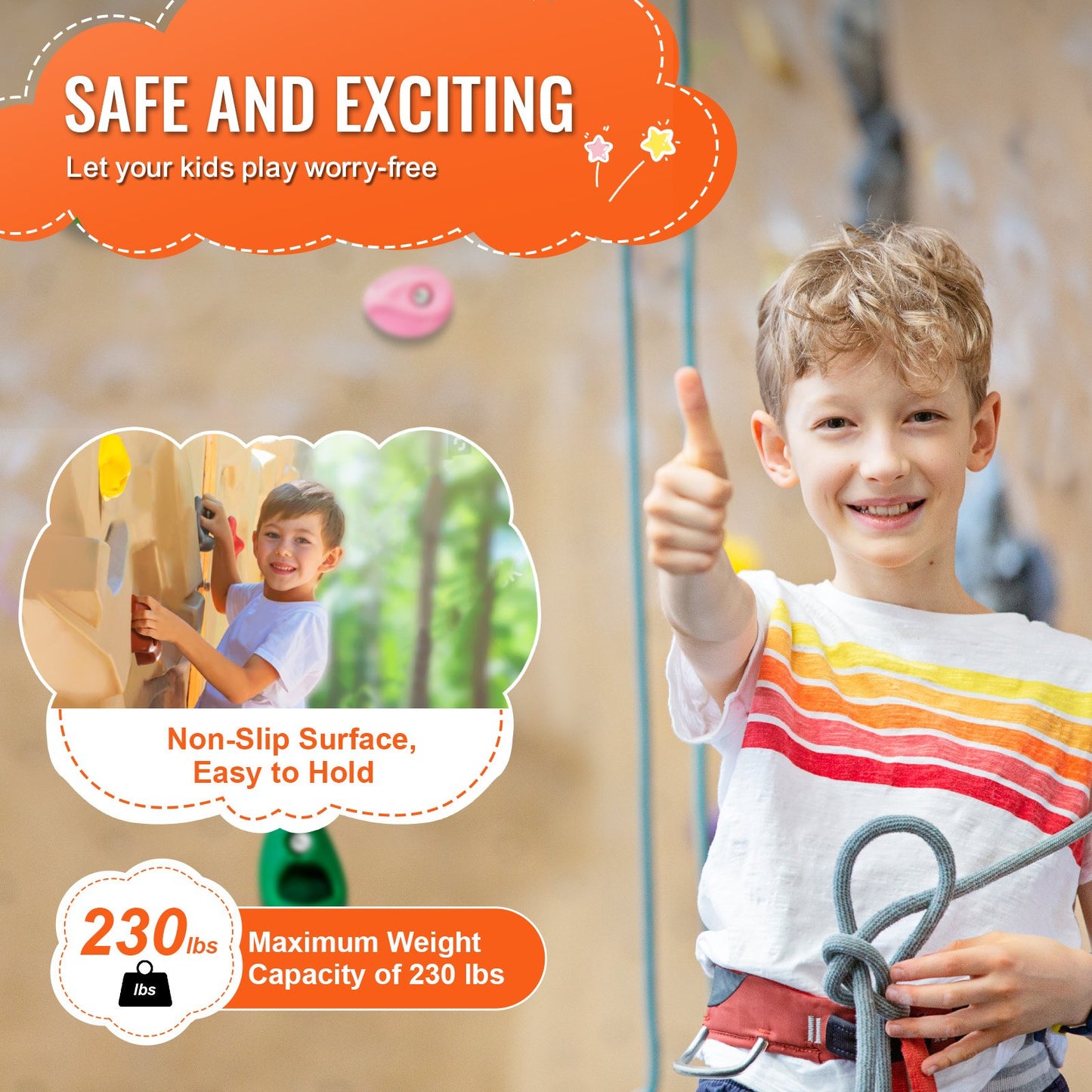 32 Rock Climbing Holds, Multi-Size and Multi-Colored Climbing Rocks for Kids and Adults, Rock Wall Holds with Mounting Hardware, Climbing Wall Grips for Indoor and Outdoor Playground Play Set