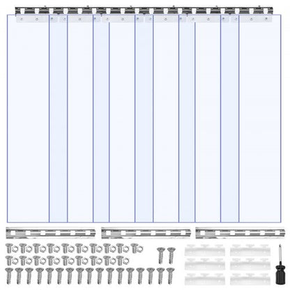 Klar PVC-listgardin, 2,1 m höjd x 0,9 m bredd x 2 mm tjocklek, 6 st. gardiner för kylrum i frysskåp, släta vattentäta plastdörrlister för lager, frys, garageportar