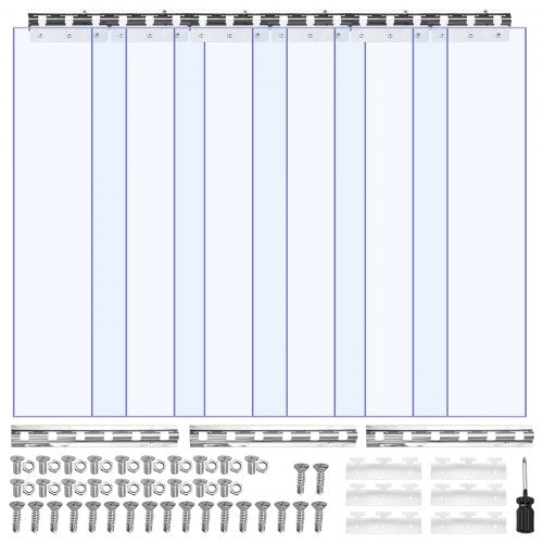 Klar PVC-listgardin, 2,1 m höjd x 0,96 m bredd x 2 mm tjocklek, 6 st. gardiner för kylrum i frysskåp, värmeisolerande plastdörrlister för lager, frys, garageportar