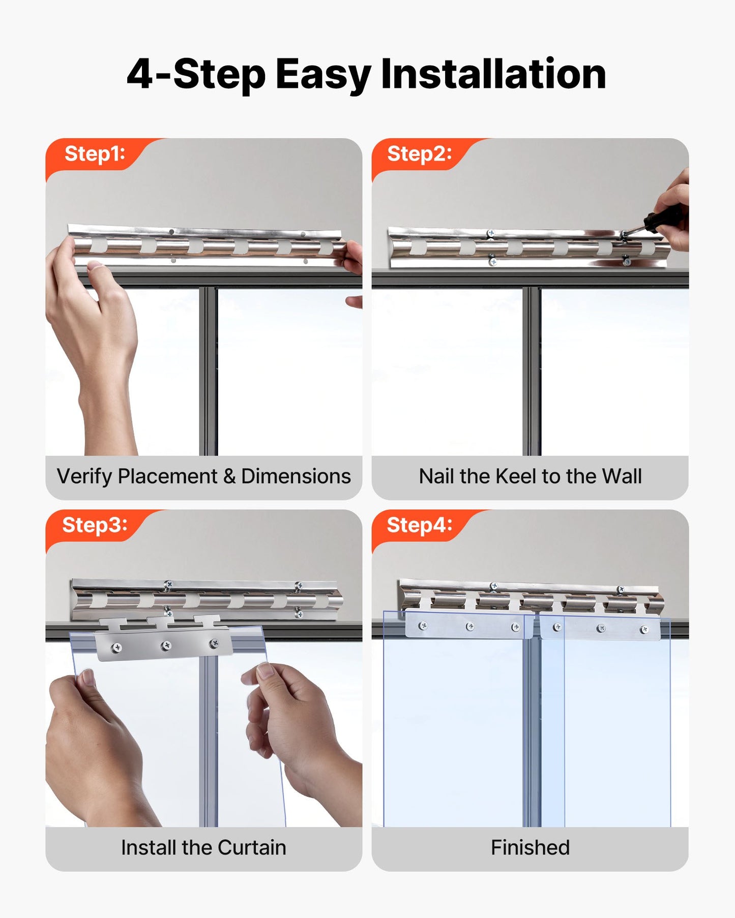 Klar PVC-listgardin, 2,1 m höjd x 0,96 m bredd x 2 mm tjocklek, 6 st. gardiner för kylrum i frysskåp, värmeisolerande plastdörrlister för lager, frys, garageportar