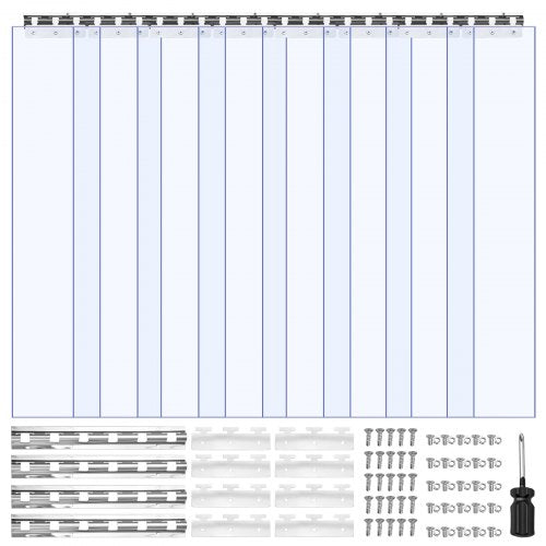 Klar PVC-listgardin, 2,1 m höjd x 1,2 m bredd x 2 mm tjocklek, 8 st. gardiner för kylrum i frysskåp, värmeisolerande plastdörrlister för lager, frys, garageportar