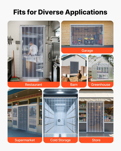 Klar PVC-listgardin, 2,1 m höjd x 1,2 m bredd x 2 mm tjocklek, 8 st. gardiner för kylrum i frysskåp, värmeisolerande plastdörrlister för lager, frys, garageportar