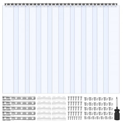 Klar PVC-gardinremsa, 2,4 m höjd x 1,5 m bredd x 2 mm tjocklek, 10 st. gardinremsor för kylrum i walk-in-frysskåp, släta vattentäta plastdörrremsor för lager, frys, garageportar
