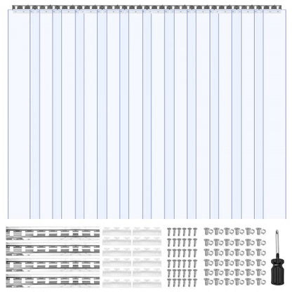 Klar PVC-listgardin, 2,1 m höjd x 1,8 m bredd x 2 mm tjocklek, 12 st. gardiner för kylrum i walk-in-frysskåp, släta vattentäta plastdörrlister för lager, frys, garageportar