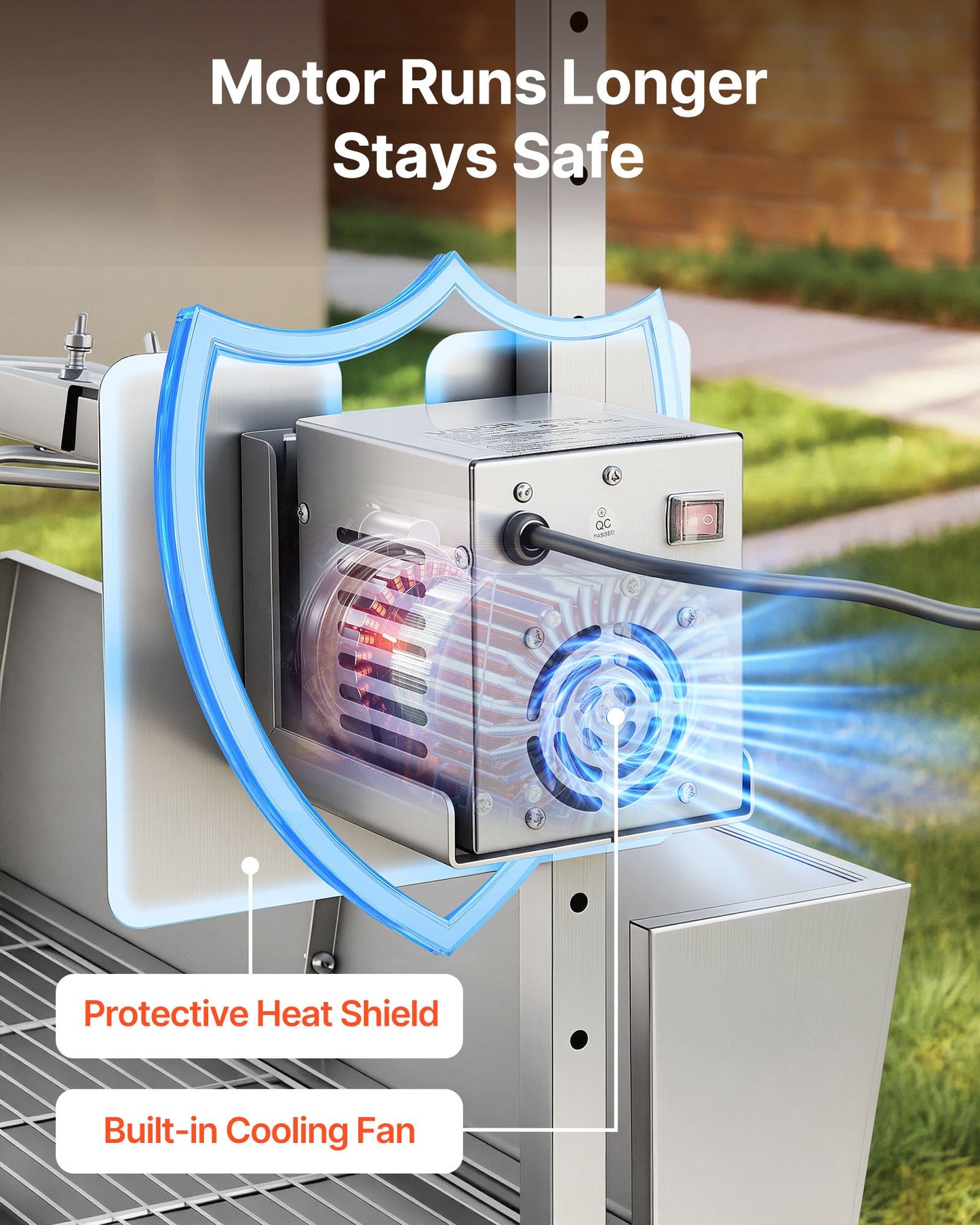 Rotisserie Grill, 38W BBQ Outdoor Pig & Lamb Spit Roaster, Charcoal Spit Roaster with 60 kg Capacity, Wheels & 4-Level Height, Stainless Steel Electric Rotisserie Grill Kit for Camping Outdoor