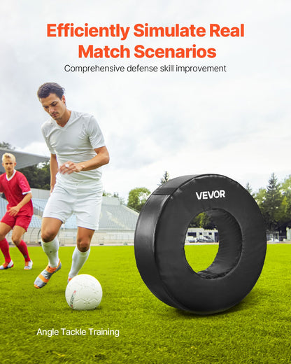 Fotbollstacklingshjul, fotbollstacklingsdocka, vattentät PVC och högdensitetssvamptacklingsring, träningsutrustning för dockor med remmar, för blockering, slagövningar och träning, svart, 1 st