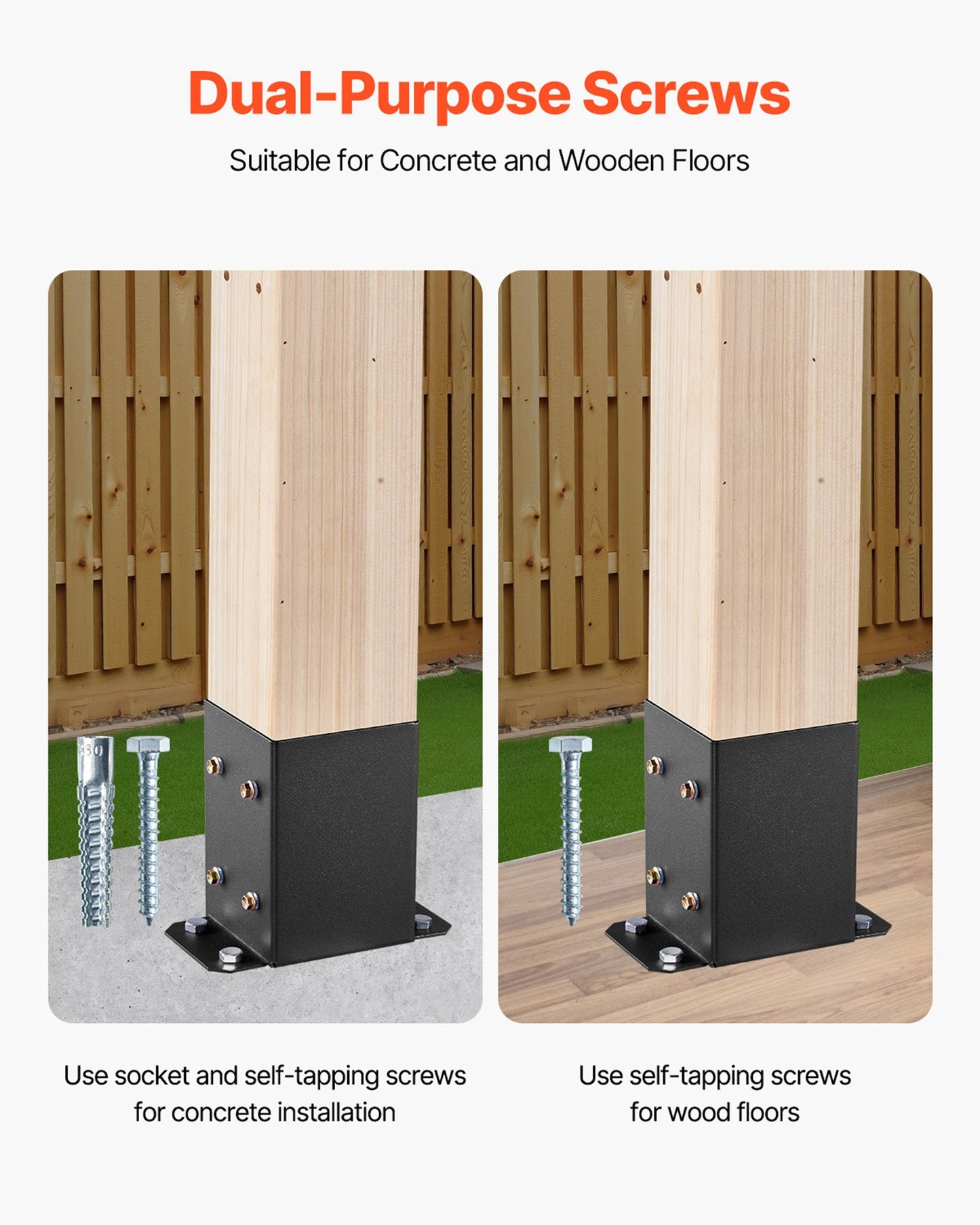 4x4 Post Base 10 Pcs, Inner Size 3.6x3.6 inch / 91.44x91.44 mm Post Brackets, Heavy Duty Carbon Steel Decking Posts, Wood Posts Brackets for Pavilion Deck Railing Support Deck Base Plate, Black