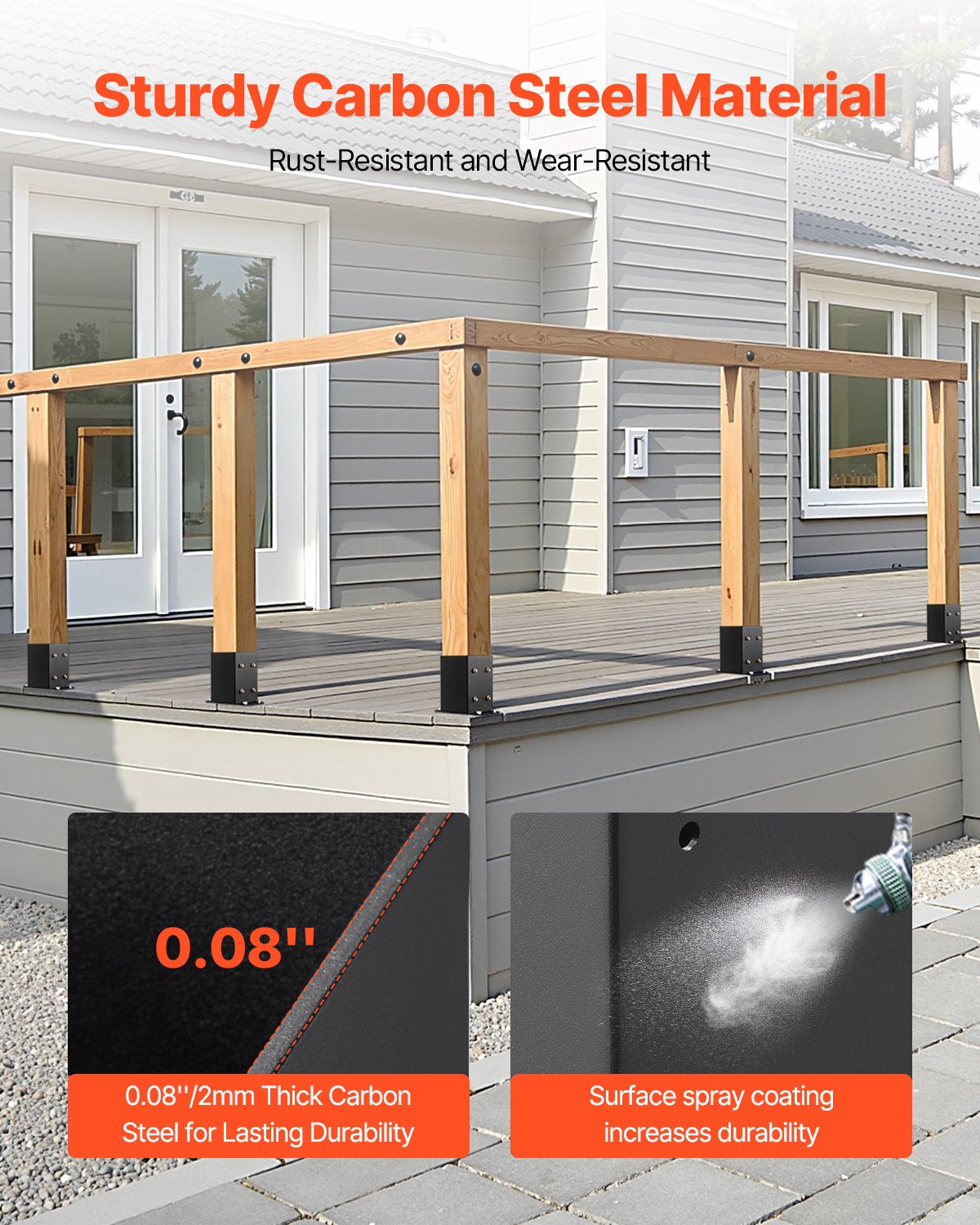 4x4 Post Base 10 Pcs, Inner Size 3.6x3.6 inch / 91.44x91.44 mm Post Brackets, Heavy Duty Carbon Steel Decking Posts, Wood Posts Brackets for Pavilion Deck Railing Support Deck Base Plate, Black