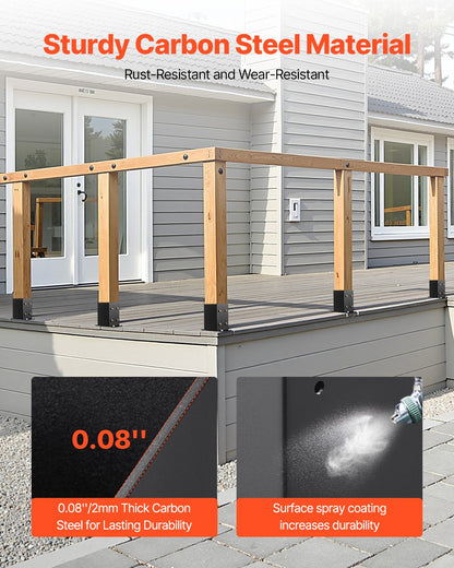 4x4 Post Base 10 Pcs, Inner Size 3.6x3.6 inch / 91.44x91.44 mm Post Brackets, Heavy Duty Carbon Steel Decking Posts, Wood Posts Brackets for Pavilion Deck Railing Support Deck Base Plate, Black